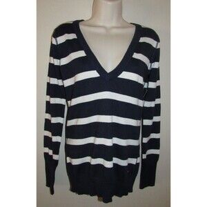 Aeropostale Sweater Womens M Blue Long Sleeve Knit V Neck Pullover NWT FLAW